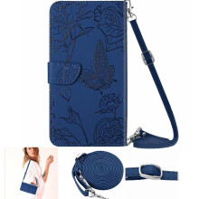 Case for compatible with Samsung Galaxy A32 4G Phone Case Leather Wallet Butterflies And Flowers With Card Holder & Long Strap Soft PU Leather