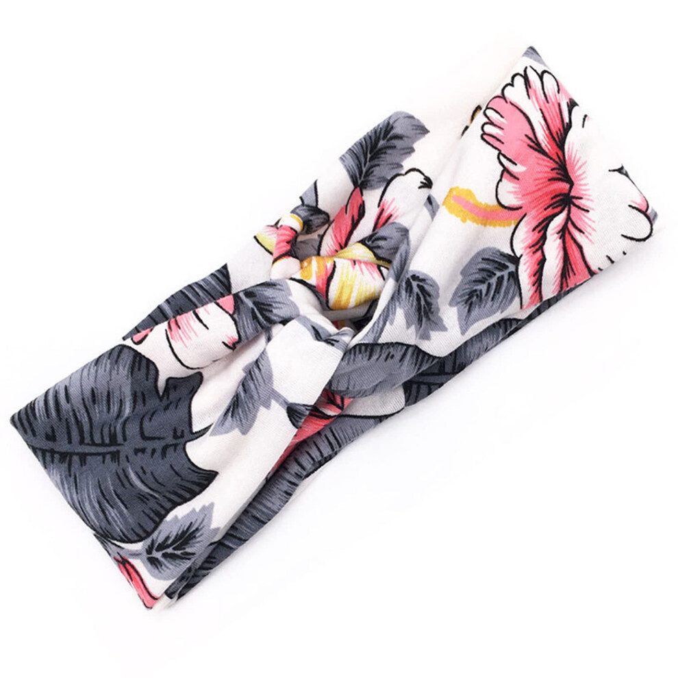 Unisex Grey Women Headbands Wide Fabric Knot Hairband Stretch Elastic Sweet Style Hair Accessory