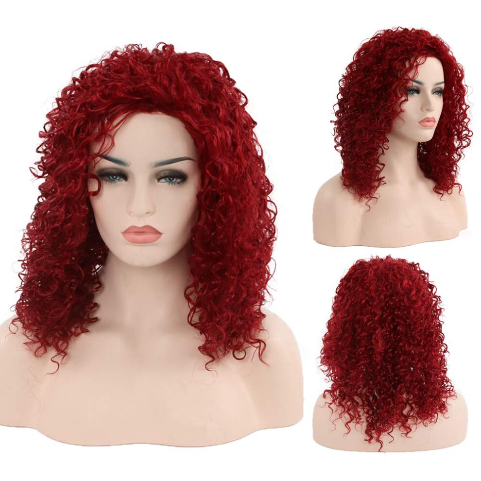 Unisex Black Afro Kinky Curly Heat Resistant Synthetic Wig For Women With Naturallooking Style