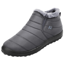 Men's Waterproof Snow Boots Slip On Warm Ankle Suede Outdoor NonSlip Sole 8.5 UK Grey