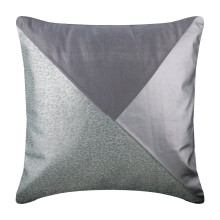 Decoratieve patchwork sierkussenhoes, 26x26 inch, met imitatieleerstructuur, vierkant, zilverkleurig, modern dierenmotief - Silver Safari