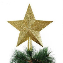 Amosfun Glitzernder Stern-Weihnachtsbaumspitze, Rot/Silber/Gold, 20 cm, bruchsicherer Kunststoff
