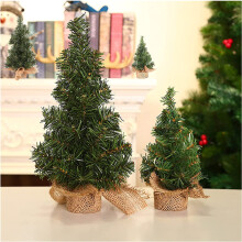 Mini sapin de Noël avec base en lin - Mini sapin de Noël artificiel pour la décoration intérieure, la cuisine et la table à manger
