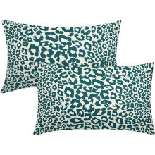 Türkisfarbene Kissenbezüge mit Leopardenmuster, 30 x 50 cm, 2er-Set, passend zu Gepardenflecken, rechteckige Lendenkissen für Couch, Sofa, Bett