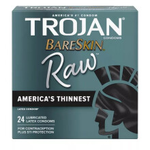 Bareskin RAW Tyndeste Sensitive Latexkondomer med Smøremiddel, 24 stk. (Detailæske)