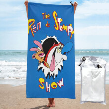 Ren ja Stimpy Show -piirroshahmon nopeasti kuivuva mikrokuituinen kylpypyyhe, uima-rantapyyhe päivittäiseen käyttöön, 80 cm x 155 cm