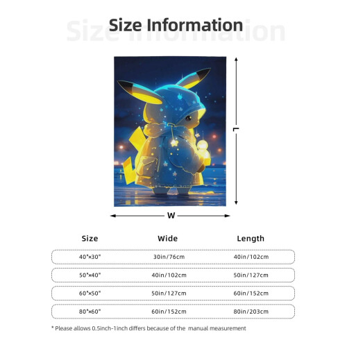 Blaincéad Lomra Pikachu - Blaincéad Caithimh Thar a Bhog, Gnéithe Leapa do Pháistí - Thar a Bhog 80"X60" 2