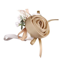 Künstliches Armband mit Brautblume, hellbraun, für Brautjungfern, mit Blumenmuster