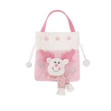 Sac cadeau de Noël rose en peluche, sac cadeau de Noël pour la veille de Noël, sac à pommes, sac à bonbons, sac de décoration de Noël, idéal