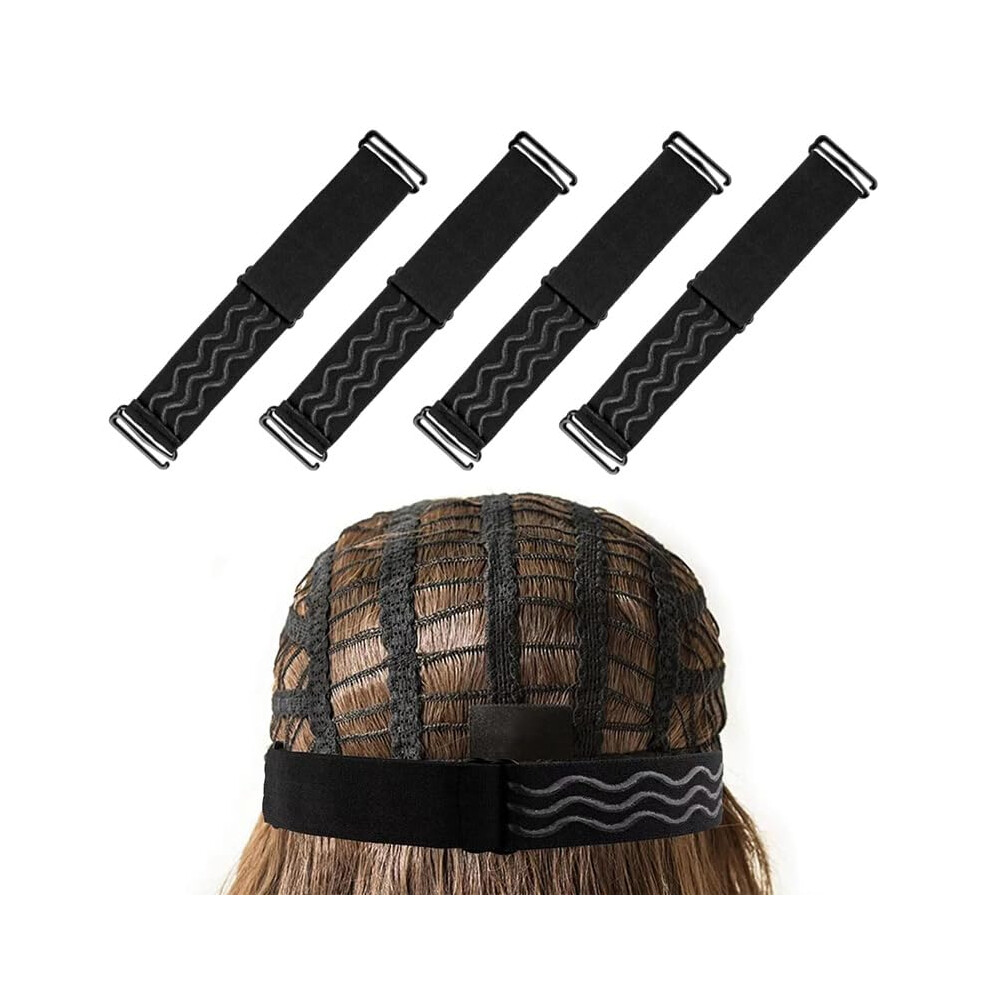Unisex Adjustable Elastic Wig Band With Silicone Grip And Removable Buckles For Secure Hold, 4 Pack