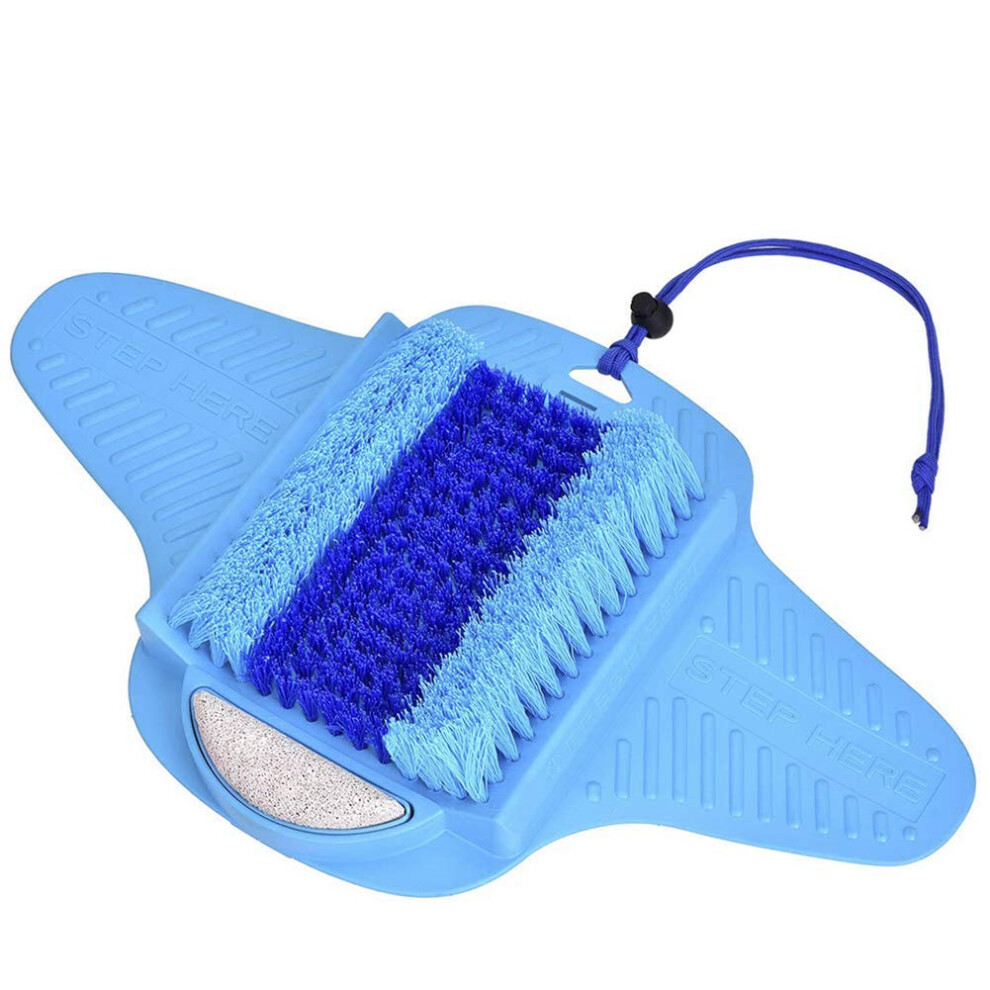Blue Foot Scrubber With Pumice Stone For Dead Skin Removal, Shower Foot Exfoliator And Massager With Suction Cups Â