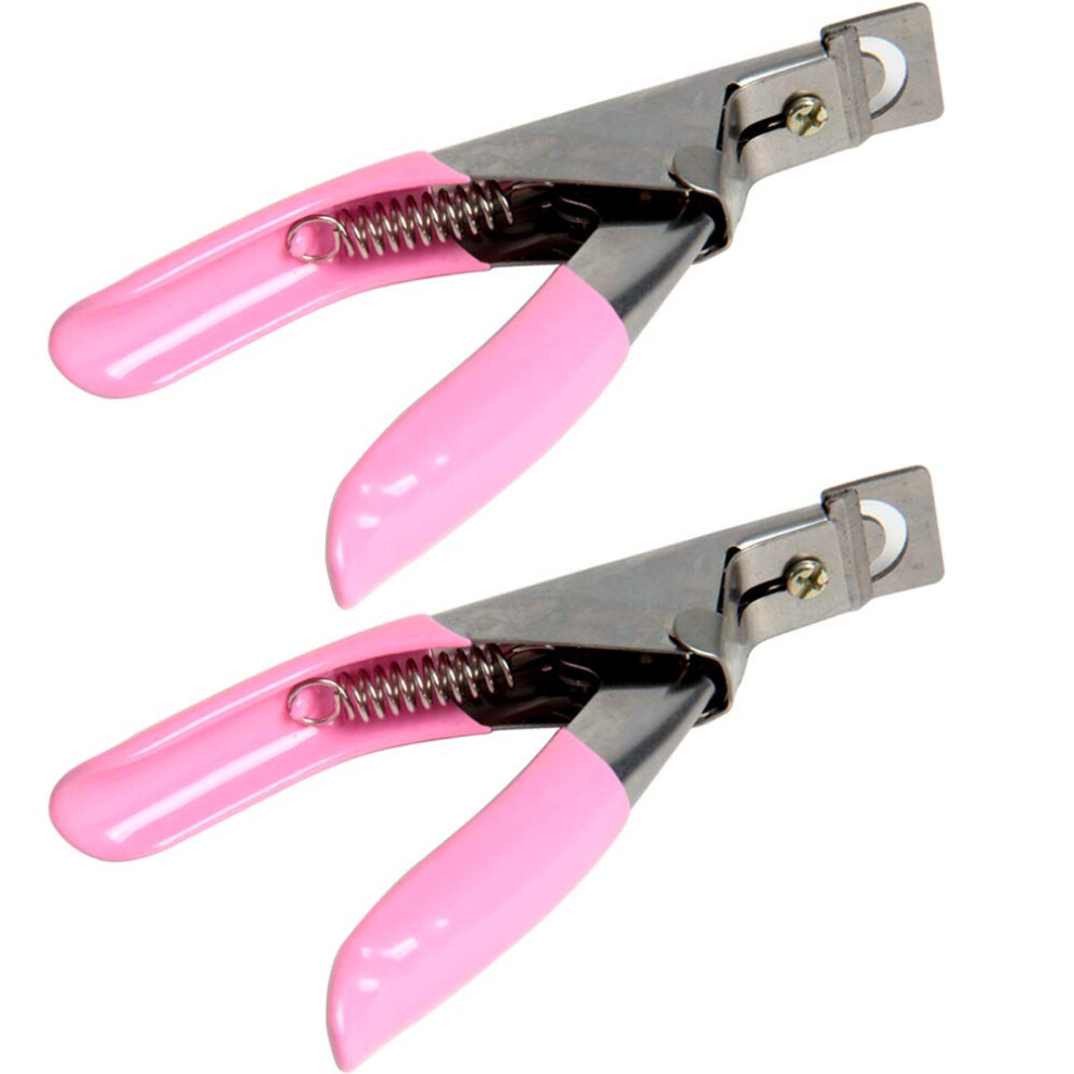 Pink 2Pcs Acrylic Nail Clipper And False Nail Cutter Professional Stainless Steel Ushaped Tip Trimmer