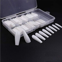 Long Ballerina Coffin Nail Tips Full Cover False Nails with Glue for DIY Acrylic Extensions
