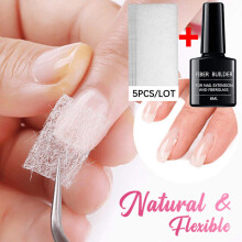 Fiberglass Nail Extensions Kit with Silk Wraps for Broken Nails, Clear, Durable, Easy DIY