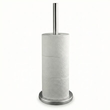GEEZY Freestanding Toilet Roll Holder - Stainless Steel - Holds 4 Rolls - Slim 15x45 cm - Bathroom Paper Dispenser & Storage