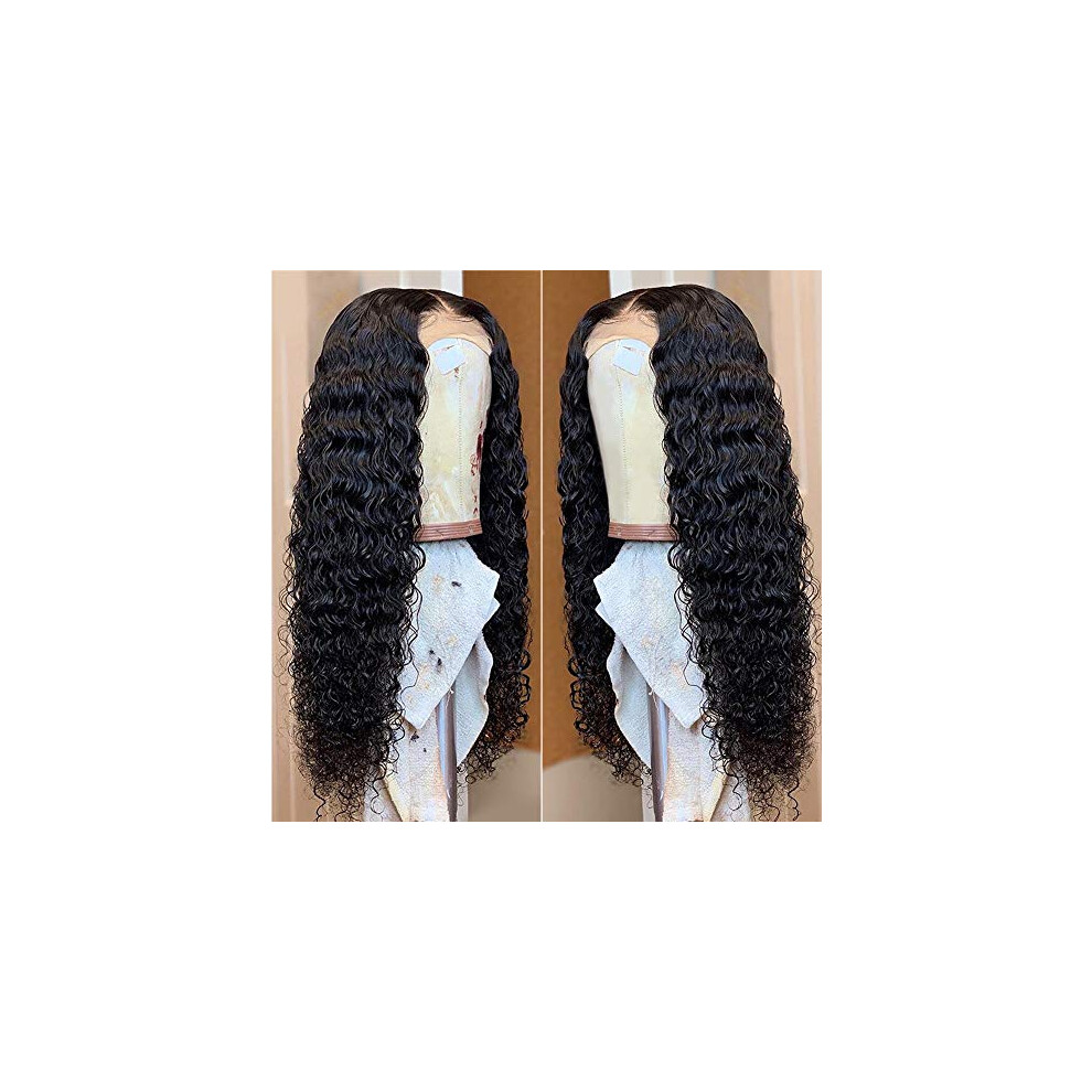 Unisex Black Virgin Curly Human Hair Lace Front Wig For Women Pre Plucked Natural Hairline