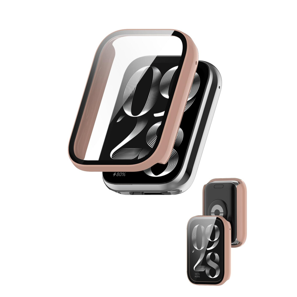 Case For Xiaomi Smart Band 9 Pro With Builtin 9H Tempered Glass Screen Protector, Slim Fit Protective Cover Pink 9365369138650