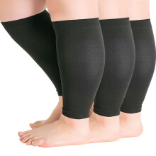 Aosijia 4XL (3Pack) Wide Calf Compression Sleeves for Women & Men, Graduated Support for Circulation, Pain Relief, Swelling, Travel, Black