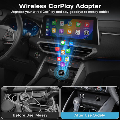2-in-1 Wireless CarPlay Adapter Android Auto Wireless Adapter Smart Mini Box USB Dongle Plug and Play WiFi Quick Connection 2
