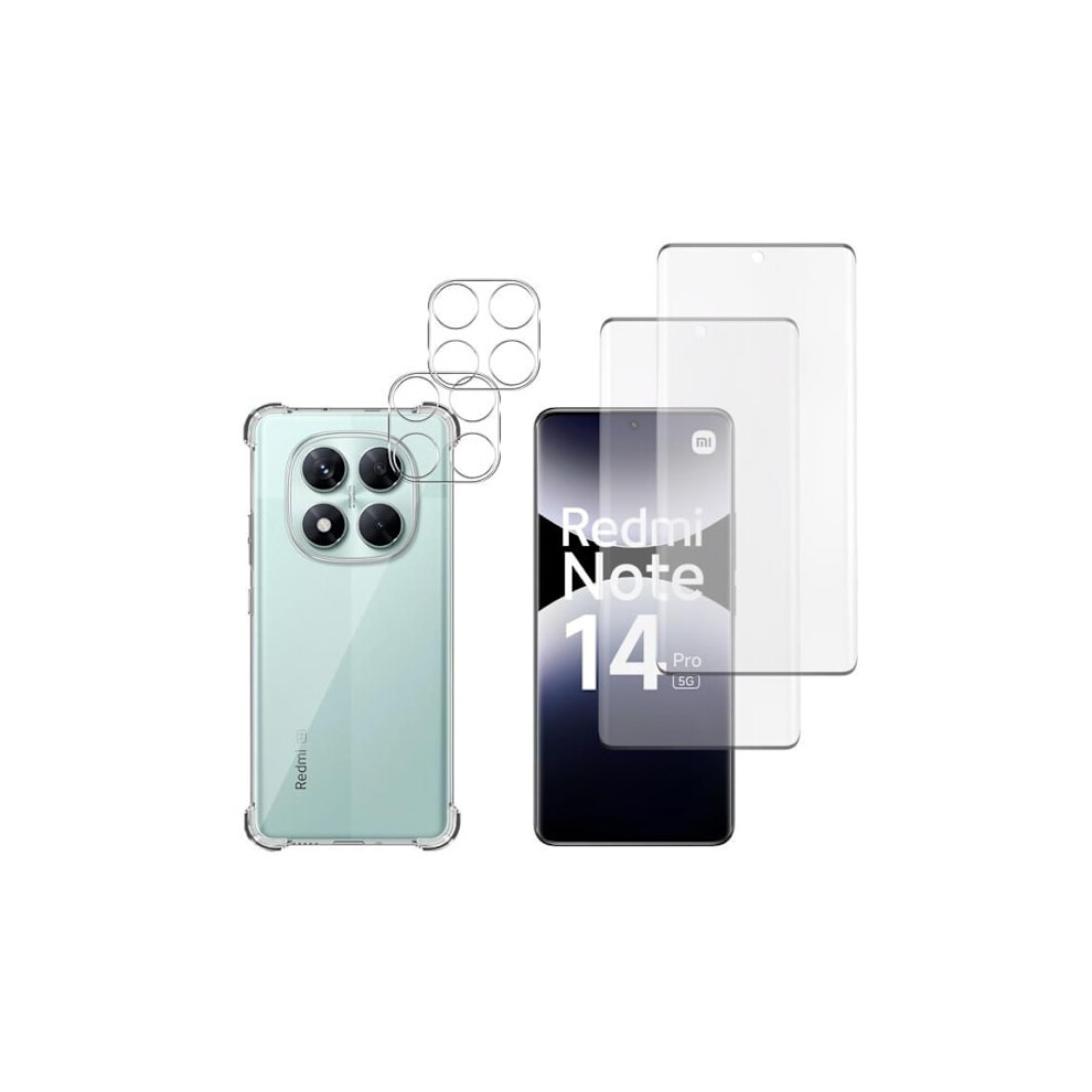 Shock-Proof Case - Phonillico - Compatible With Xiaomi Redmi Note 14 Pro 5G - Soft - Transparent - 2 Tempered Glass Transparent 9773935412125