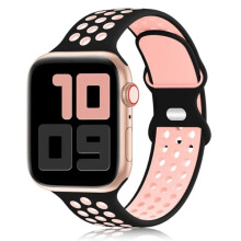 Bracelet compatible avec Apple Watch 49 mm, 44 mm, 45 mm, 42 mm, 41 mm, 38 mm et 40 mm pour iWatch 8 SE, 7, 6 et 5 Ultra Noir et Rose