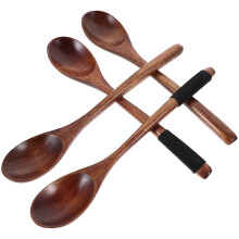 4-teiliges Kochutensil-Set aus Holz: Holzlöffel, Rührlöffel, Salatlöffel, Esslöffel