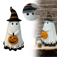 Halloween-prydnad i keramik, vita figurer, Halloween-skulptur i harts, dekoration för sovrum, vardagsrum, skrivbord, kompatibel med Halloween och jul