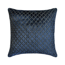 HomeCentric Navy Blue 14"x14" Velvet Throw Pillows, Set of 2, Geometric Lattice Pattern, Modern Style for Couch