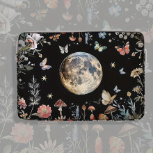 Trendy laptophoes met maan-, bloem- en vlinderprint - zachte polyester notebookhoes voor 14-inch laptops en tablets - onmisbaar op kantoor of op
