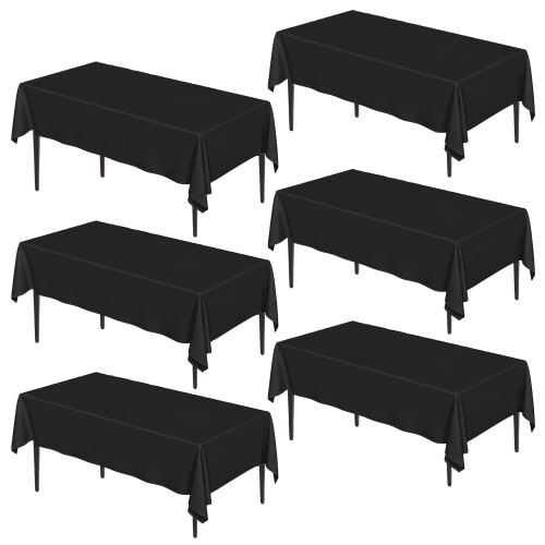 Sm: )e6-Pack Toalha de mesa preta de poliéster, 60x84 polegadas