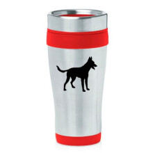 Geïsoleerde roestvrijstalen reismok (473 ml) koffiemok/tumbler met Belgische Malinois (rood)