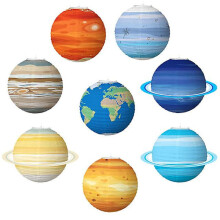 Zestaw 8 planetarnych papierowych lampionów, dekoracja do klasy, wiszące lampiony z motywem planet Układu Słonecznego, artykuły na imprezę