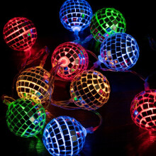 Vorkoi Disco Balls String Lights, Battery Operated Portable Decorative Novelty Christmas Holiday Hanging Fairy Light Garland for Indoor/Outdoor