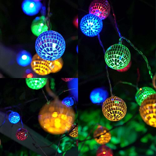 Vorkoi Disco Balls String Lights, φορητή διακοσμητική γιρλάντα με κρεμαστή γιρλάντα με 2
