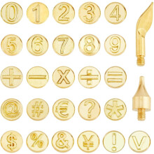 28-dielna sada rezbárskych hrotov na vypaľovanie dreva s číselnými vzormi, kompatibilná so spájkovačkou Golden Brass, na pyrografiu a