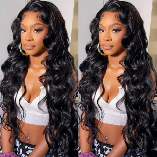 Peruca Lace Front de Cabelo Humano Pré-Desbastada com Ondas HD, Preta, 71 cm (28 polegadas) 2