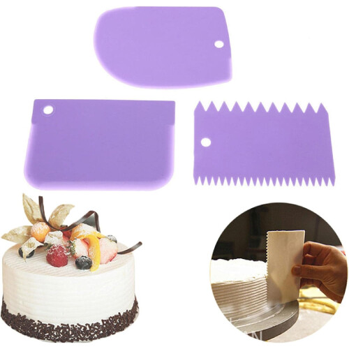 Cake Scraper Set 3 Pcs Plastic Smoother Tools for Easy Cake Decorating and Baking 1