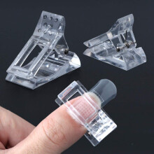 Poly Gel Nail Clips Set 10pcs Transparent Nail Extension Clamps Secure Tip Hold for UV LED Manicure