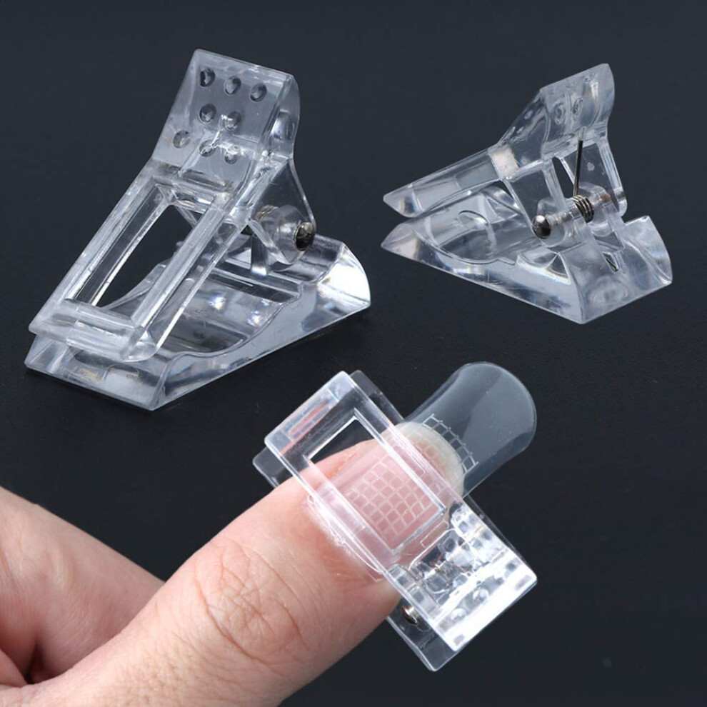 Poly Gel Nail Clips Set 10pcs Transparent Nail Extension Clamps Secure Tip Hold for UV LED Manicure
