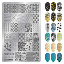 Nail Stamping Plates 9.5x14.5cm Leaves and Flowers Stainless Steel Template for DIY Manicure