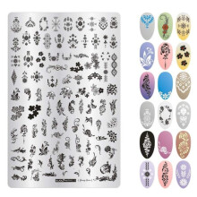Large Stainless Steel Nail Stamping Plate with Dandelion Butterfly Flower Designs for DIY Nail Art