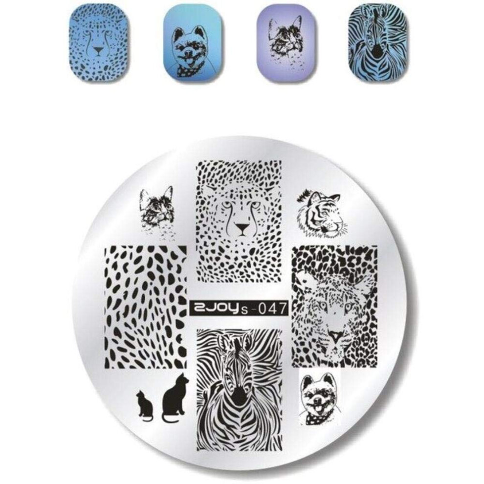 Animal Pattern Round Nail Stamping Plates Rabbit Peacock Butterfly Stainless Steel Template for DIY Manicure