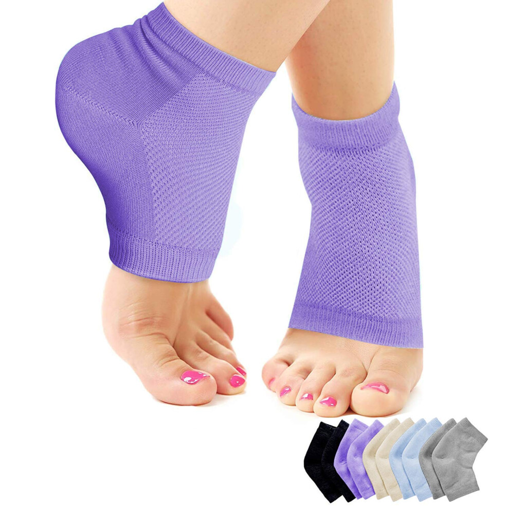 5 Pair Moisturizing Heel Socks with Gel for Cracked Heel , Open Toe Overnight Hydration