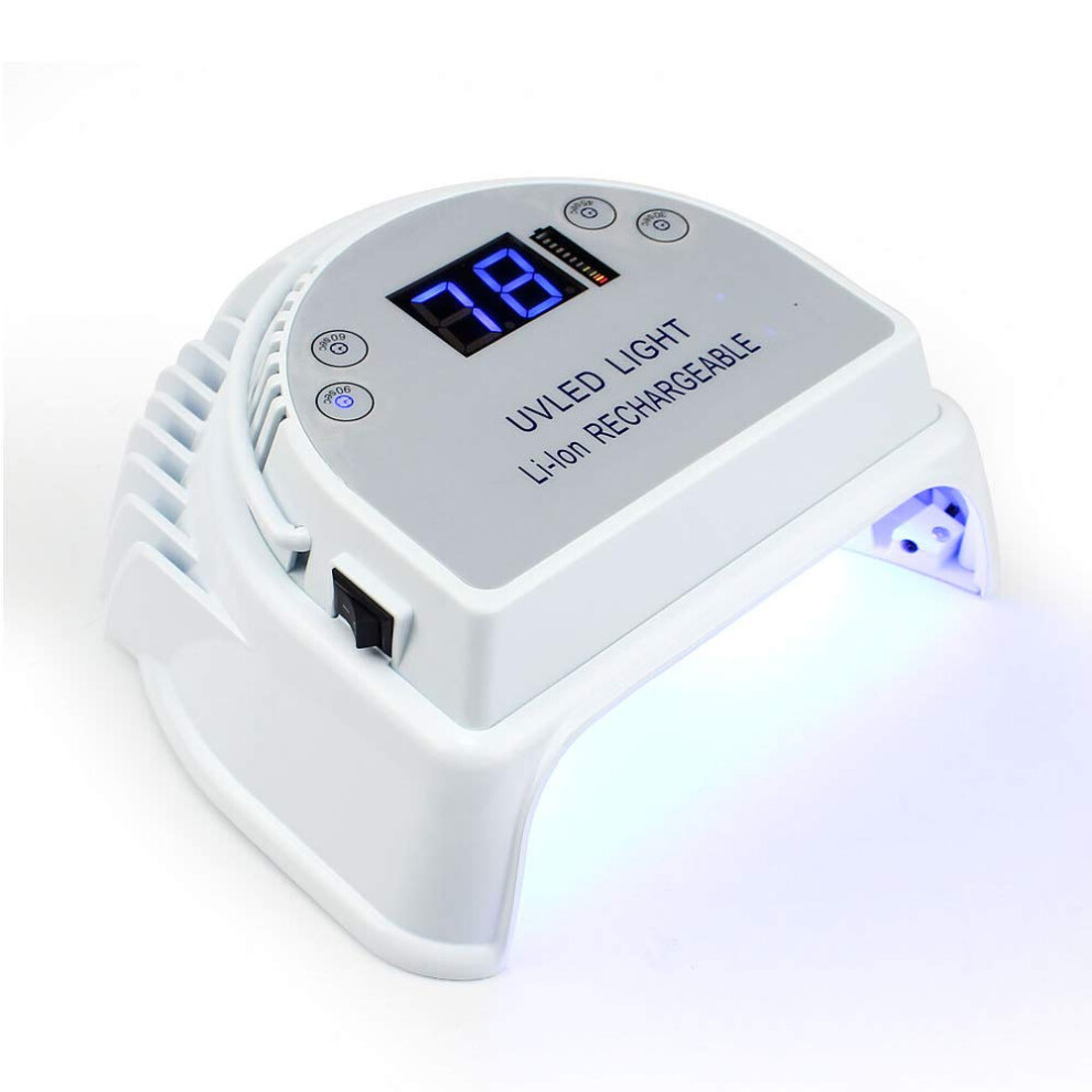 White 64W Cordless Led Nail Lamp With Timer, Dual Wavelength Uv Dryer For Fast Even Curing,