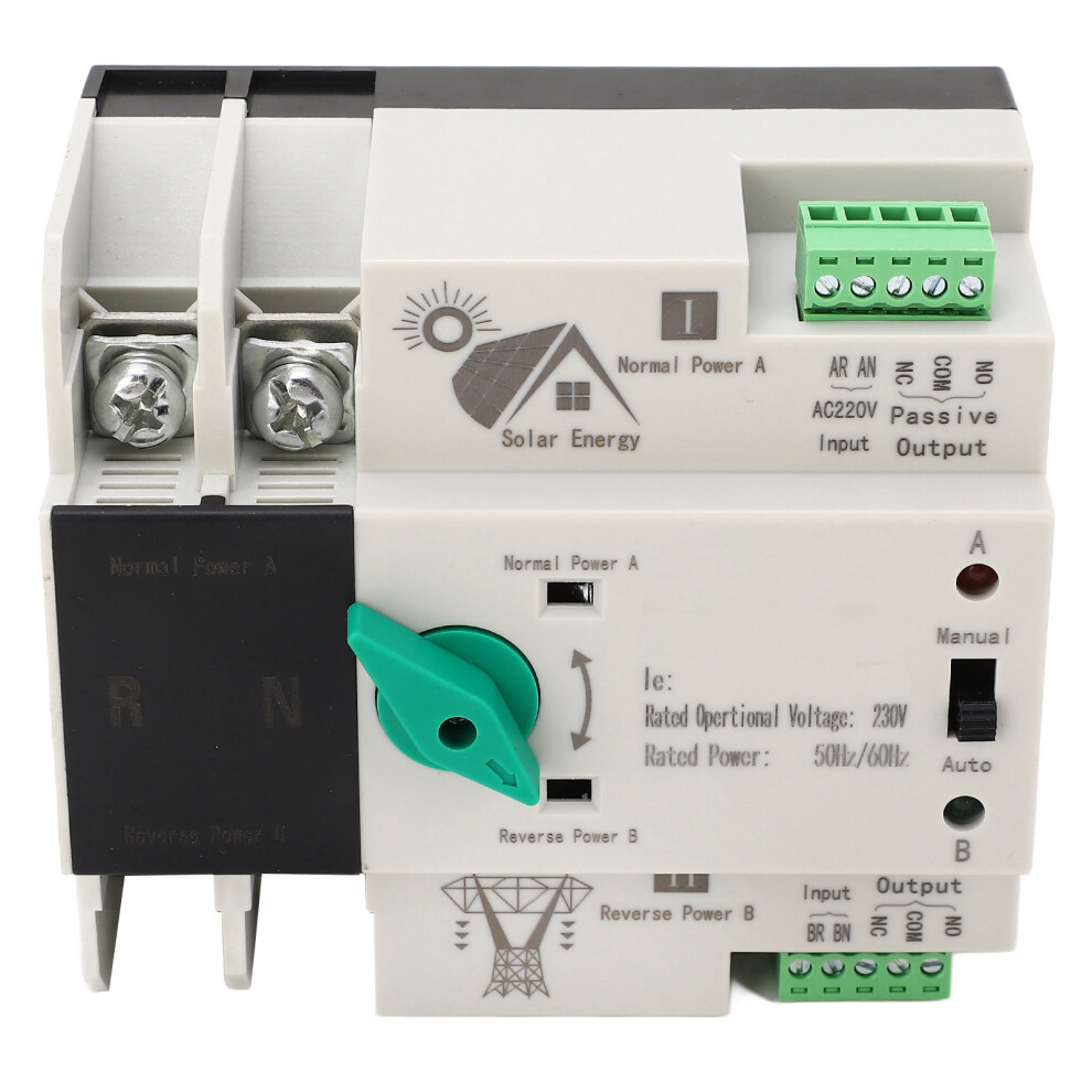 Dual Power Transfer Switch 2P 100A Fast Switching, Ac230v, Pc Silver 4681381811025