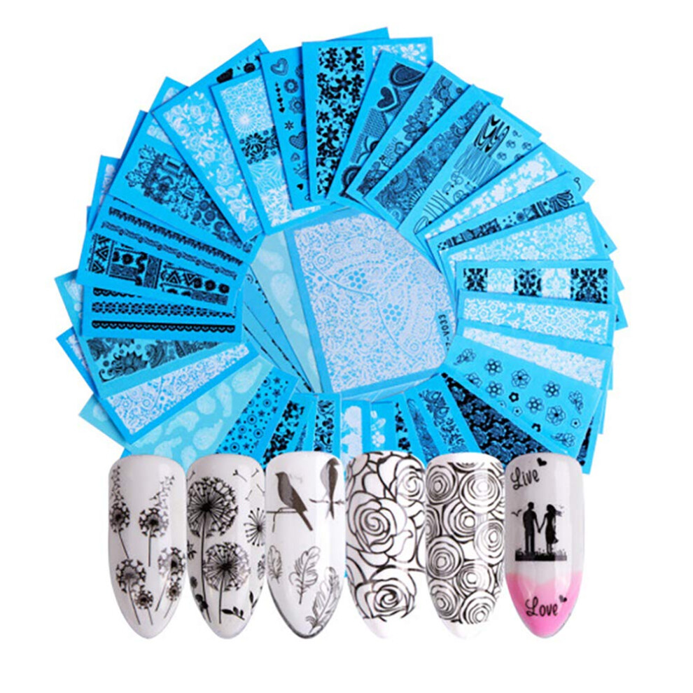 3D Water Transfer Nail Art Stickers Decals for DIY Manicure, 48pcs LongLasting Gloss Finish