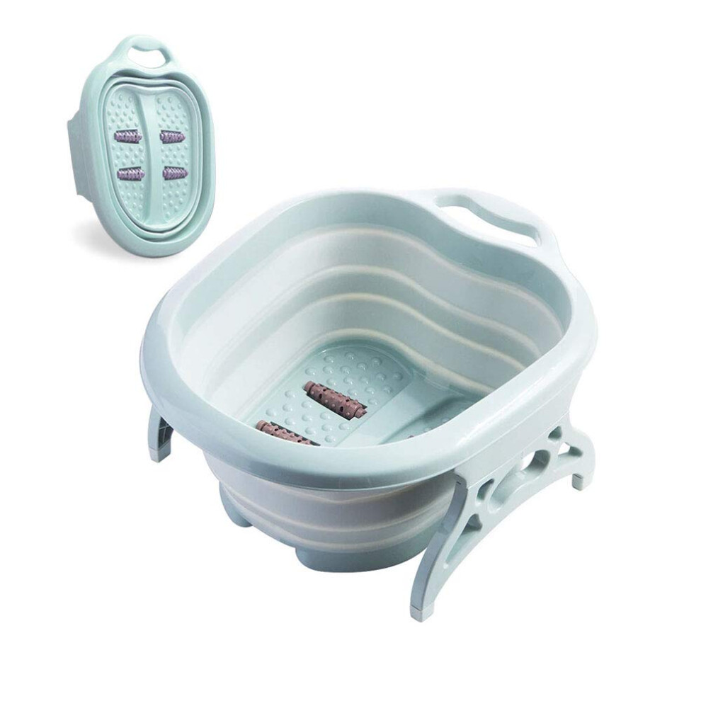 Blue Foldable Foot Spa With Massage Roller For Relaxation And Pedicure Soaking Tub Â