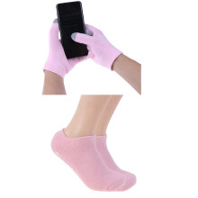 Moisturizing Gel Gloves and Socks for Dry Skin Pink, Touchscreen Friendly, Deep Hydration Reusable