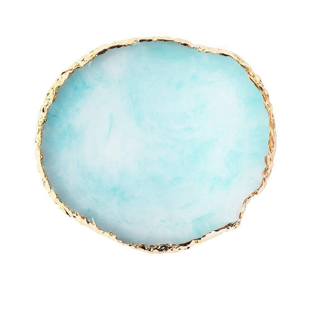Light Blue Nail Art Palette with Crystal Edge for Mixing and Photography Display Prop