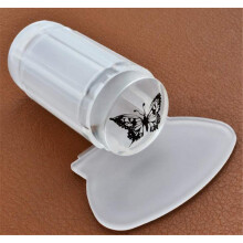 Nail Stamping Tool with Transparent Silicone Stamper for Clear Pattern Transfer, Purple 1Pc